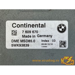 ECU CONTINENTAL MSD85.0 5WK93839 BMW F10 550i VI 4.4i 300KW 407CV 7609670 / SW 755D10203 - CA792IJ5.DAT