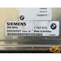 ECU SIEMENS MS43 5WK90027 BMW E46 320i IV CABRIO 2.2i 125KW 170CV 7551615