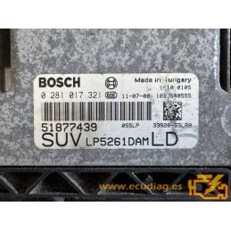 ECU BOSCH EDC16C39-6.Z1 0281017321 SUZUKI SX4 / FIAT SEDICI 2.0 DDIS JTD 135CV 51877439 - CON INMOVILIZADOR ANULADO