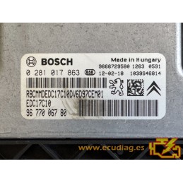 ECU BOSCH EDC17C10-5.10 0281017863 BERLINGO PARTNER 1.6 HDI 75CV 9607885980 SW 9678313080 1037515871- CON INMOVILIZADOR ANULADO
