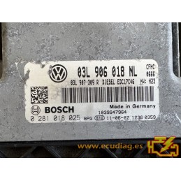 ECU BOSCH EDC17C46-2.7 0281018025 VOLKSWAGEN CADDY III (2K) 2.0 TDI 103KW 140CV 03L907309AD / SW 03L906018NL 9978 - 1037563264