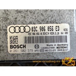 ECU BOSCH MED9.5.10 0261S02379 AUDI A3 1.6 FSI 115CV 03C906056AK / SW  03C906056ED 0236 - 1037382597 - CON INMOVILIZADOR ANULADO