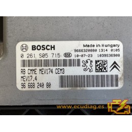 ECU BOSCH MEV17.4 0261S05715 CITROEN C4 II (B71) 1.6i 88kW 120HP MT 9666824080 / SW 1037507906 - WITH DISABLED IMMOBILIZER