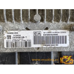 ECU SIEMENS VDO SID803A 5WS40612B-T JUMPY / EXPERT / SCUDO 2.0 HDI 136CV HW 9661642180 SW 9664626680 - CON INMOVILIZADOR ANULADO