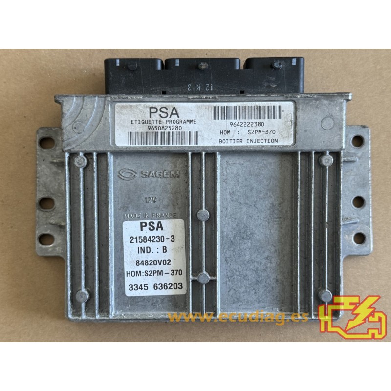 ECU SAGEM S2PM-370 221584230-3 CITROEN C3 I 1.4i 55KW 75HP L4 8V KFV HW 9642222380 SW 9650825280 - WITH DISABLED IMMOBILIZER