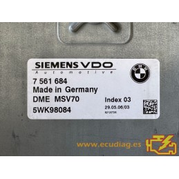 ECU SIEMENS VDO MSV70 5WK98084 BMW E60 525i V 2.5i 160KW 218HP AT 7561684 / SW 7574921 - CA9PP91L.DAT