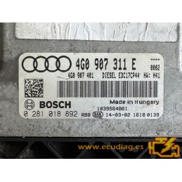 ECU BOSCH EDC17CP44-3.1 0281018892 AUDI A6 IV 3.0 TDI 150KW 205HP CLAA 4G0907401 4G0907311E / SW 4G0997311 0002 - 10SW051956