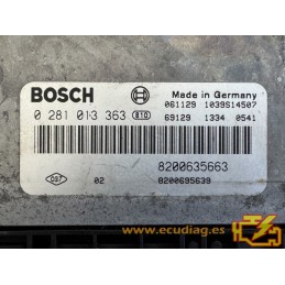 BOSCH EDC16C36-3.1 0281013363 RENAULT MASTER II 2.5 DCI 145HP G9U632 8200635663 8200695639 / SW 8200695805 - 1037386231 - VIRGEN