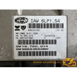 MAGNETI MARELLI IAW 6LP1.54 HW 16.560.074 SW 16.750.014 PEUGEOT 407 2.0i 136CV HW 9651927980 SW 9655355080 / CON INMO ANULADO