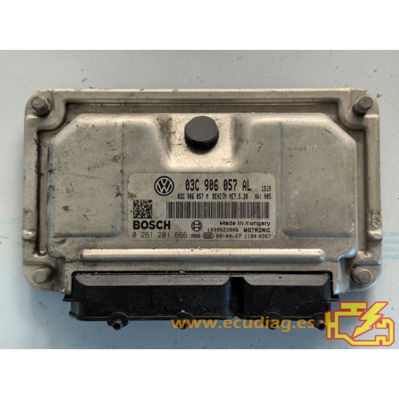 ECU BOSCH ME7.5.20 0261201666 SKODA ROOMSTER 1.6i BTS 03C906057M / SW 03C906057AL 1519 - 1037390790 - CON INMOVILIZADOR ANULADO