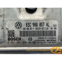ECU BOSCH ME7.5.20 0261201666 SKODA ROOMSTER 1.6i BTS 03C906057M / SW 03C906057AL 1519 - 1037390790 - CON INMOVILIZADOR ANULADO