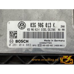 ECU BOSCH EDC17U01-4.41 0281014883 SEAT IBIZA IV (6J) 1.9 TDI 77KW 105HP L4 8V BLS MT 03G906013K / SW 2940 - 1037395434