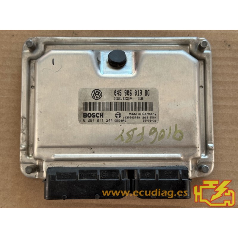ECU BOSCH EDC15P+22.4.2 0281011244 SEAT IBIZA III / CORDOBA II 1.4TDI 75CV 045906019BG / SW 5180 - 1037368177 - CON INMO ANULADO