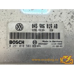ECU BOSCH EDC15P+22.4.2 0281010503 VW POLO III (6N) 1.4 TDI 75CV 045906019AB / SW 1210 - 1037354620 - CON INMOVILIZADOR ANULADO