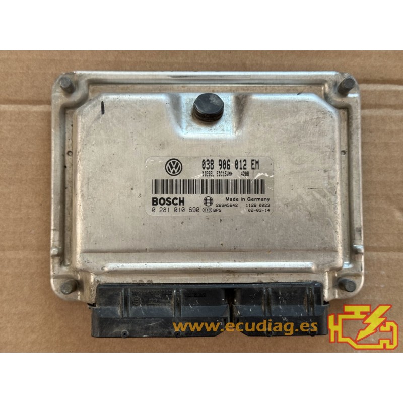 ECU BOSCH EDC15VM+2.V1 0281010690 SEAT IBIZA / CORDOBA 1.9 SDI 65CV 038906012EM / SW 4208 - 1037363222 - CON INMO ANULADO