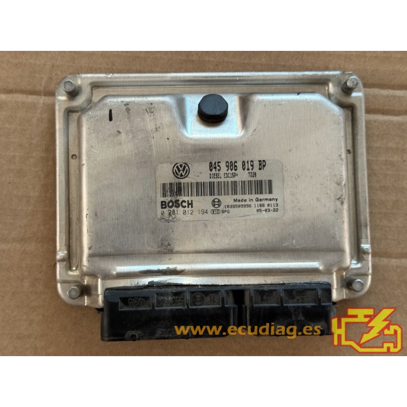 ECU BOSCH EDC15P+23.4.2 0281012194 VW POLO IV (9N) 1.4 TDI 51KW 70CV 045906019BP / SW 7220 - 1037375540 - CON INMO ANULADO ECU BOSCH EDC15P+23.4.2 0281012194 VW POLO IV (9N) 1.4 TDI 51KW 70CV 045906019BP / SW 7220 - 1037375540 - CON INMO ANULADO