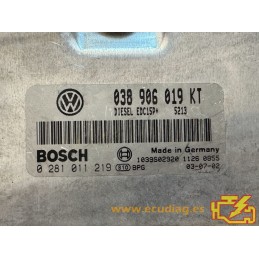 ECU BOSCH EDC15P+22.3.2 0281011219 SEAT IBIZA / CORDOBA 1.9 TDI 74KW 100CV 038906019KT / SW 5213 - 1037368184 / CON INMO ANULADO