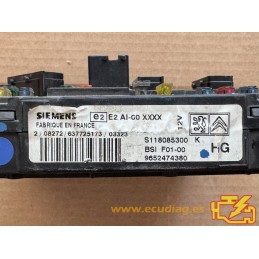 BSI F01-00 SIEMENS S118085300K CITROEN C3 I 9652474380 HG - SW 9652970180 - VIRGIN