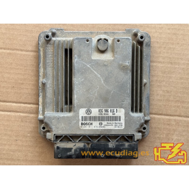 ECU BOSCH EDC16U1-5.41 0281011478 VW GOLF V (1K) 1.9 TDI 105HP 03G906016B / SW 5645 - 1037369564 - WITH DISABLED IMMOBILIZER ECU BOSCH EDC16U1-5.41 0281011478 VW GOLF V (1K) 1.9 TDI 105HP 03G906016B / SW 5645 - 1037369564 - WITH DISABLED IMMOBILIZER