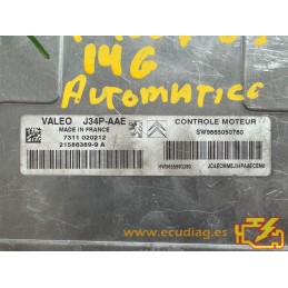 ECU VALEO J34P-AAE 21586389-9A PEUGEOT 1007 1.4i 55KW 75CV HW 9655883280 SW 9665050780 / CON INMOVILIZADOR ANULADO