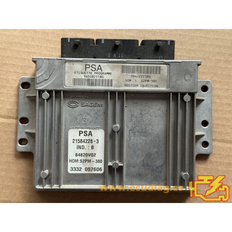 ECU SAGEM S2PM-380 21584228-3 CITROEN C3 I 1.1i 44KW 60HP HW 642222380 SW 9650825180 - WITH DISABLED IMMOBILIZER ECU SAGEM S2PM-380 21584228-3 CITROEN C3 I 1.1i 44KW 60HP HW 642222380 SW 9650825180 - WITH DISABLED IMMOBILIZER