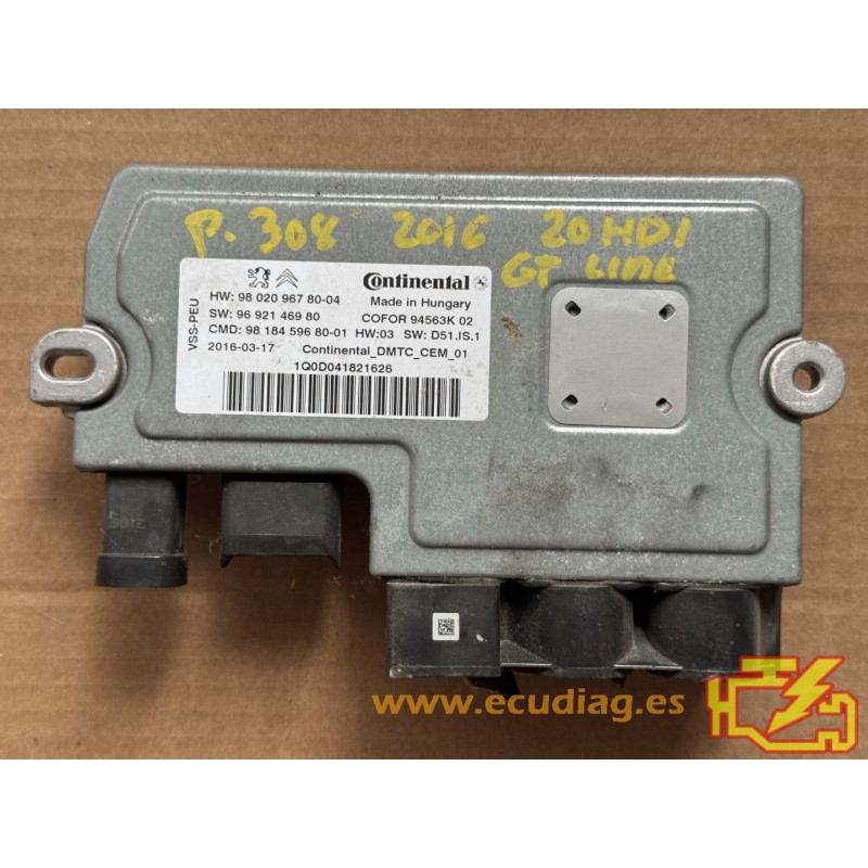 START STOP ECU CONTINENTAL COFOR95563K02 PSA 9802096780 START STOP ECU CONTINENTAL COFOR95563K02 PSA 9802096780