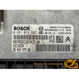BOSCH EDC16C34-4.11 0281013332 PEUGEOT 308 1.6 HDI 110HP 9664257580 / SW 9662671980 - 1037389505 - WITH DISABLED IMMOBILIZER