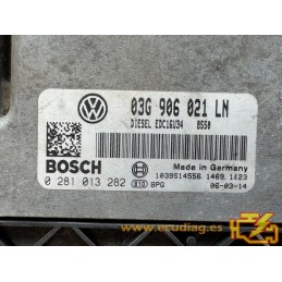 ECU BOSCH EDC16U34-3.41 0281013282 SEAT ALTEA 1.9 TDI 77KW 105HP 03G906021LN / SW 8550 - 1037379719 - WITH DISABLED IMMOBILIZER