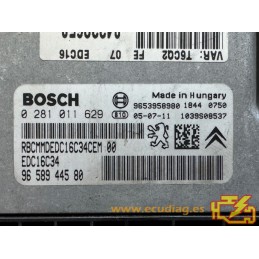 ECU BOSCH EDC16C34-2.10 0281011629 PEUGEOT 307 1.6 HDI 110HP 9658944580 / SW 9658944580 - 1037374179 - WITH DISABLED IMMOBILIZER