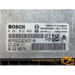 ECU BOSCH EDC16C34-2.10 0281012468 CITROEN XSARA PICASSO 1.6 HDI 90CV 9663268380 / SW 9663268380 - 1037380739 - CON INMO ANULADO