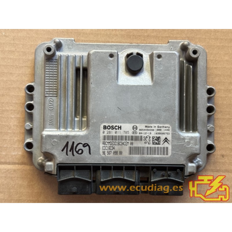ECU BOSCH EDC16C34-2.50 0281011785 CITROEN C3 1.4 HDI 68CV 9656709880 / SW 9656709880 - 1037371531 - CON INMOVILIZADOR ANULADO