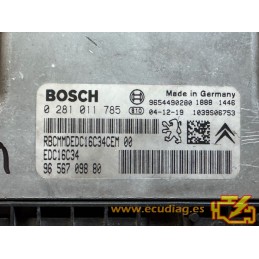 ECU BOSCH EDC16C34-2.50 0281011785 CITROEN C3 1.4 HDI 68CV 9656709880 / SW 9656709880 - 1037371531 - CON INMOVILIZADOR ANULADO