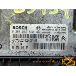 ECU BOSCH EDC16C34-4.11 0281012620 PEUGEOT 308 I (T7) 1.6 HDI 110CV 9663944680 / SW 9663944680 - 1037383736 - CON INMO ANULADO