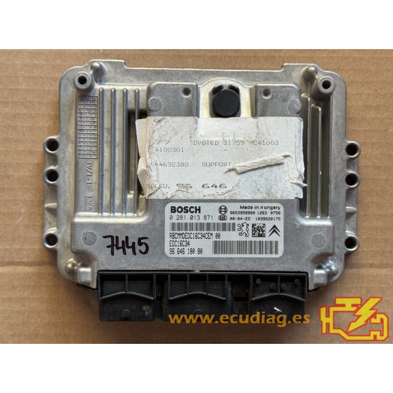 ECU BOSCH EDC16C34-4.11 0281013871 PEUGEOT 308 1.6 HDI 80KW 110HP 9664618080 / SW 9665902680 - 1037393481 - WITH DISABLED IMMO ECU BOSCH EDC16C34-4.11 0281013871 PEUGEOT 308 1.6 HDI 80KW 110HP 9664618080 / SW 9665902680 - 1037393481 - WITH DISABLED IMMO