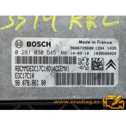 ECU BOSCH EDC17C10-5.10 0281030545 PEUGEOT 208 1.4 HDI 68CV 9607886180 / SW 9691675580 - 1037540102 - CON INMOVILIZADOR ANULADO