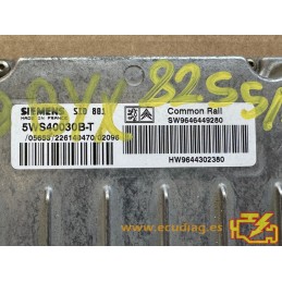 ECU SIEMENS SID801 5WS40030B-T PSA HW 9644302380 SW 9646449280 - CON INMOVILIZADOR ANULADO (INMO / IMMO OFF)