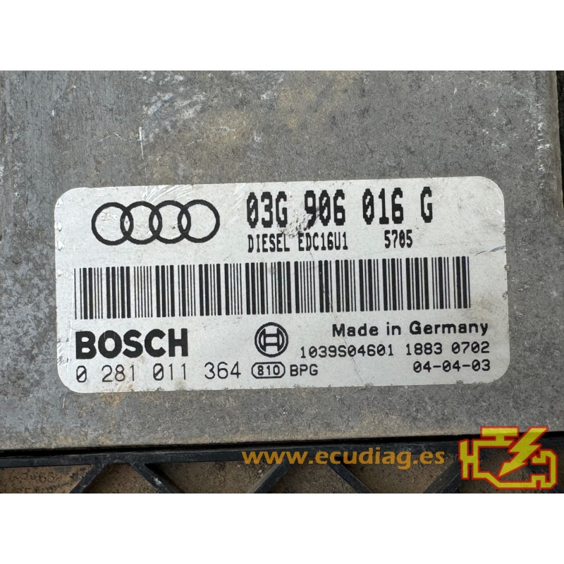 ECU BOSCH EDC16U1-5.41 0281011364 AUDI A3 II (8P) 2.0 TDI 140CV ...