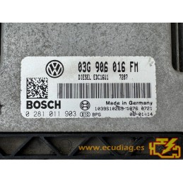 ECU BOSCH EDC16U1-5.41 0281011903 VW GOLF V (1K) 2.0 TDI 140HP 03G906016FM / SW 7287 - 1037375892 - WITH DISABLED IMMOBILIZER