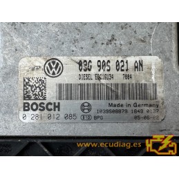 ECU BOSCH EDC16U34-3.41 0281012085 VW PASSAT V (3C) 1.9 TDI 105CV 03G906021AN / SW 7004 - 1037374452 - CON INMOVILIZADOR ANULADO