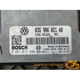 ECU BOSCH EDC16U34-3.42 0281012390 VW CADDY III (2K) 1.9 TDI 105CV 03G906021AQ / SW 7872 1037377585 - CON INMOVILIZADOR ANULADO