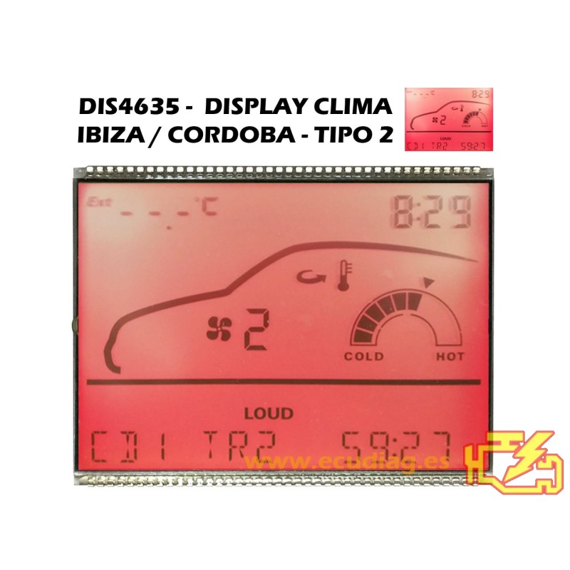 DIS4635 DISPLAY CLIMA / RADIO SEAT IBIZA / CORDOBA 6K2 - TIPO 2 108x83mm 80 PINS - NUEVO DIS4635 DISPLAY CLIMA / RADIO SEAT IBIZA / CORDOBA 6K2 - TIPO 2 108x83mm 80 PINS - NUEVO