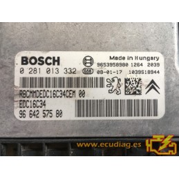 BOSCH EDC16C34-4.11 0281013332 PEUGEOT 407 I 1.6 HDI 110HP 9664257580 / SW 9664759180 - 1037386144 - WITH DISABLED IMMOBILIZER