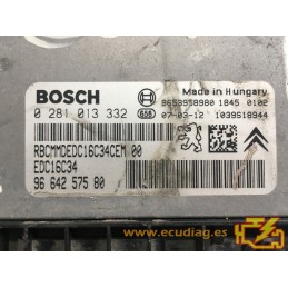 BOSCH EDC16C34-4.11 0281013332 PEUGEOT 307 I 1.6 HDI 110HP 9664257580 / SW 9666820280 - 1037398210 - WITH DISABLED IMMOBILIZER