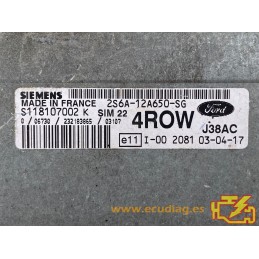 ECU MOTOR SIEMENS SIM22 S118107002K FORD 2S6A-12A650-SG 4ROW