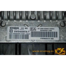 ECU SIEMENS SID803 5WS40307A-T CITROEN C5 I / PEUGEOT 407 I 2.0 HDI 100KW 136CV 9655041480 - CON INMOVILIZADOR ANULADO