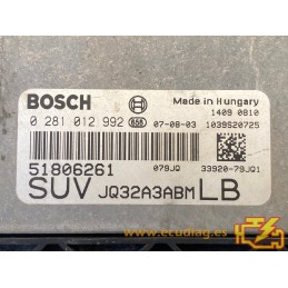 ECU MOTOR BOSCH EDC16C39-5.P0 0281012992 SUZUKI SX4 1.9 DDI 51806261