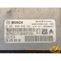 ECU BOSCH EDC17C10-5.10 0281030546 CITROEN BERLINGO 1.6 HDI 92CV 9607885980 SW 1037537108 9691594980 - CON INMOVILIZADOR ANULADO