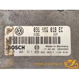 ENGINE ECU BOSCH EDC15V-5.29 0281001914 SEAT IBIZA II / CORDOBA I (6K) 1.9 TDI 66KW 90HP 038906018EC - WITH DISABLED IMMOBILIZER