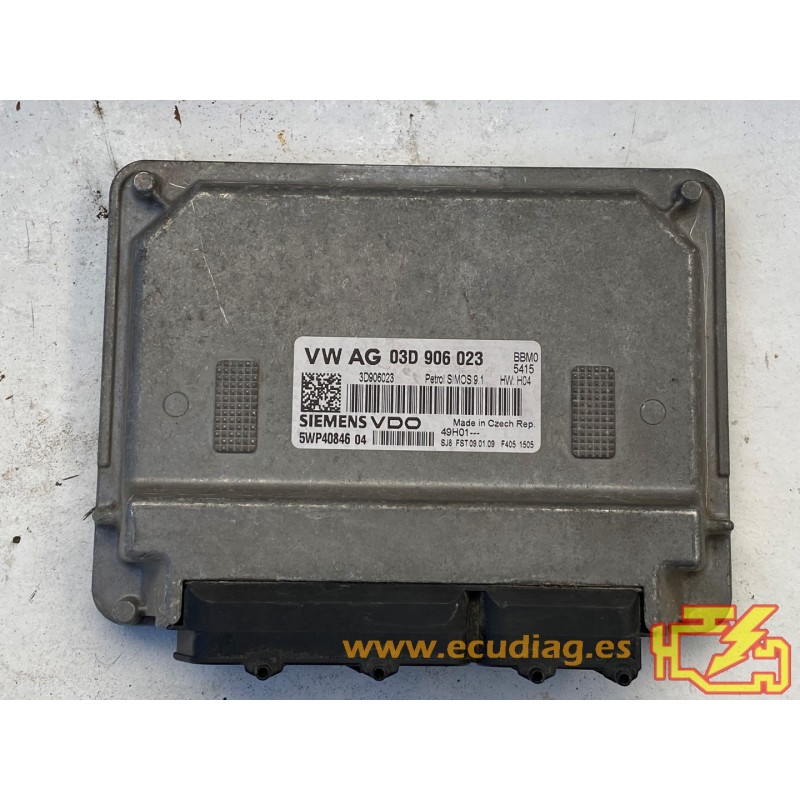 ECU MOTOR SIEMENS VDO SKODA FABIA II 1.2i 44KW 60HP SIMOS 9.1 5WP4084604 VAG 03D906023
