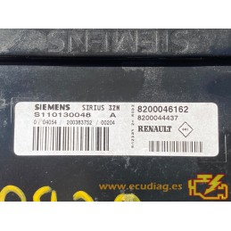 ECU SIEMENS SIRIUS 32N S110130048A RENAULT MEGANE I 1.4i 70KW 95CV 8200046162 8200044437 - CON INMOVILIZADOR ANULADO